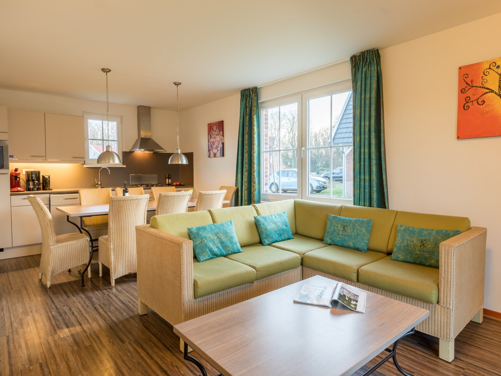 De woonkamer van Résidence Klein Vink 4 in Arcen