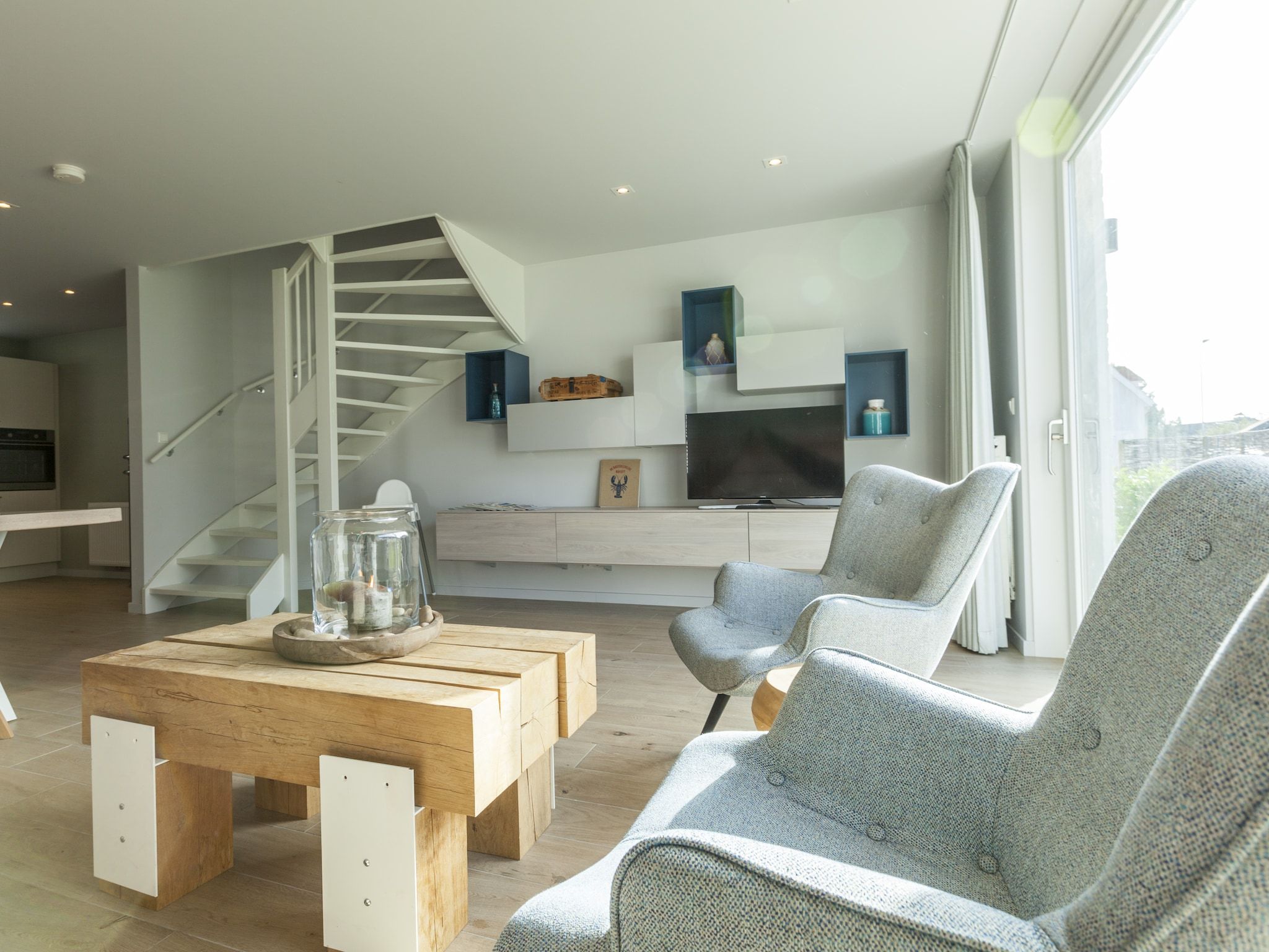 De woonkamer van Villa Zandduin in Cadzand
