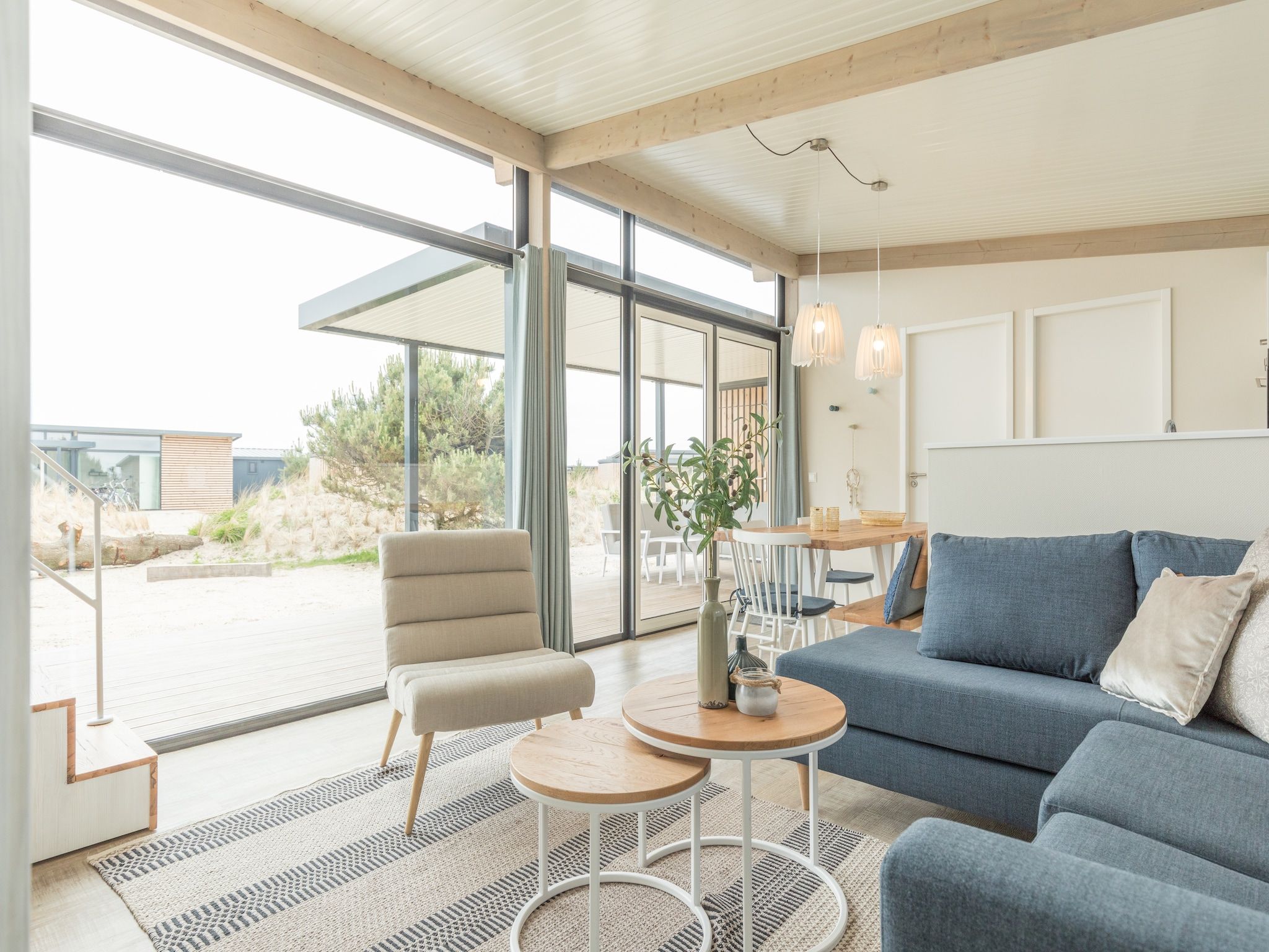 De woonkamer van Sea Lodges Ameland 5 in Hollum