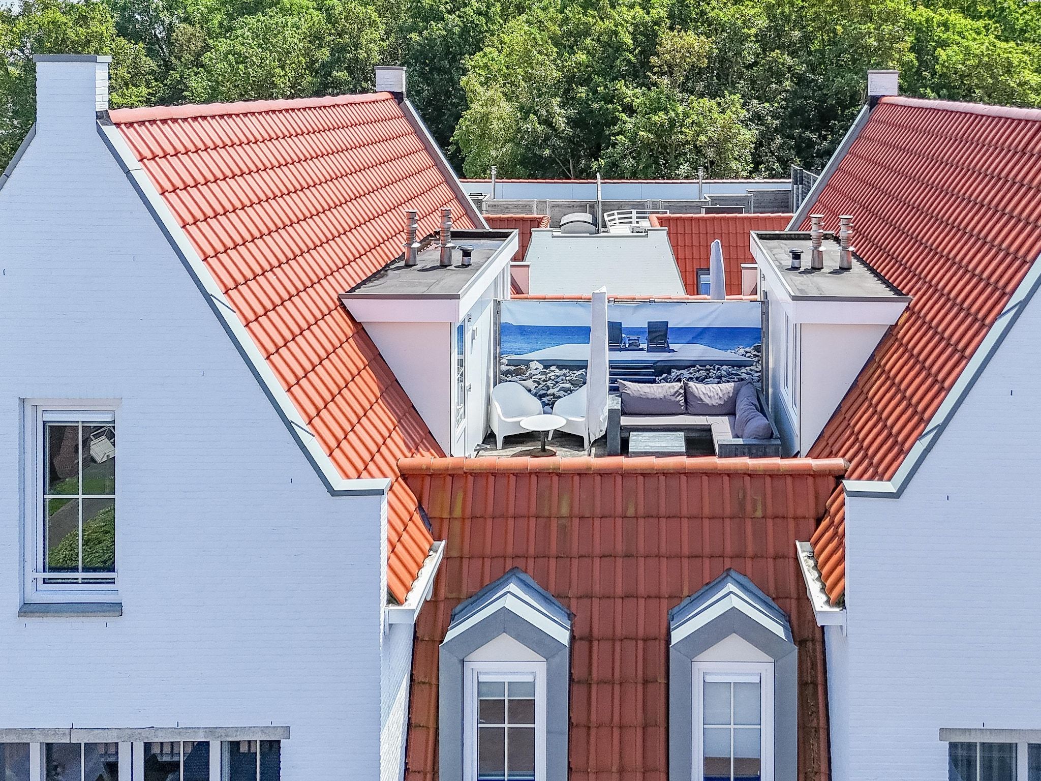 Het terras van appartement Kaapduinseweg 13 Dishoek 13D luxe 6p sauna in Koudekerke