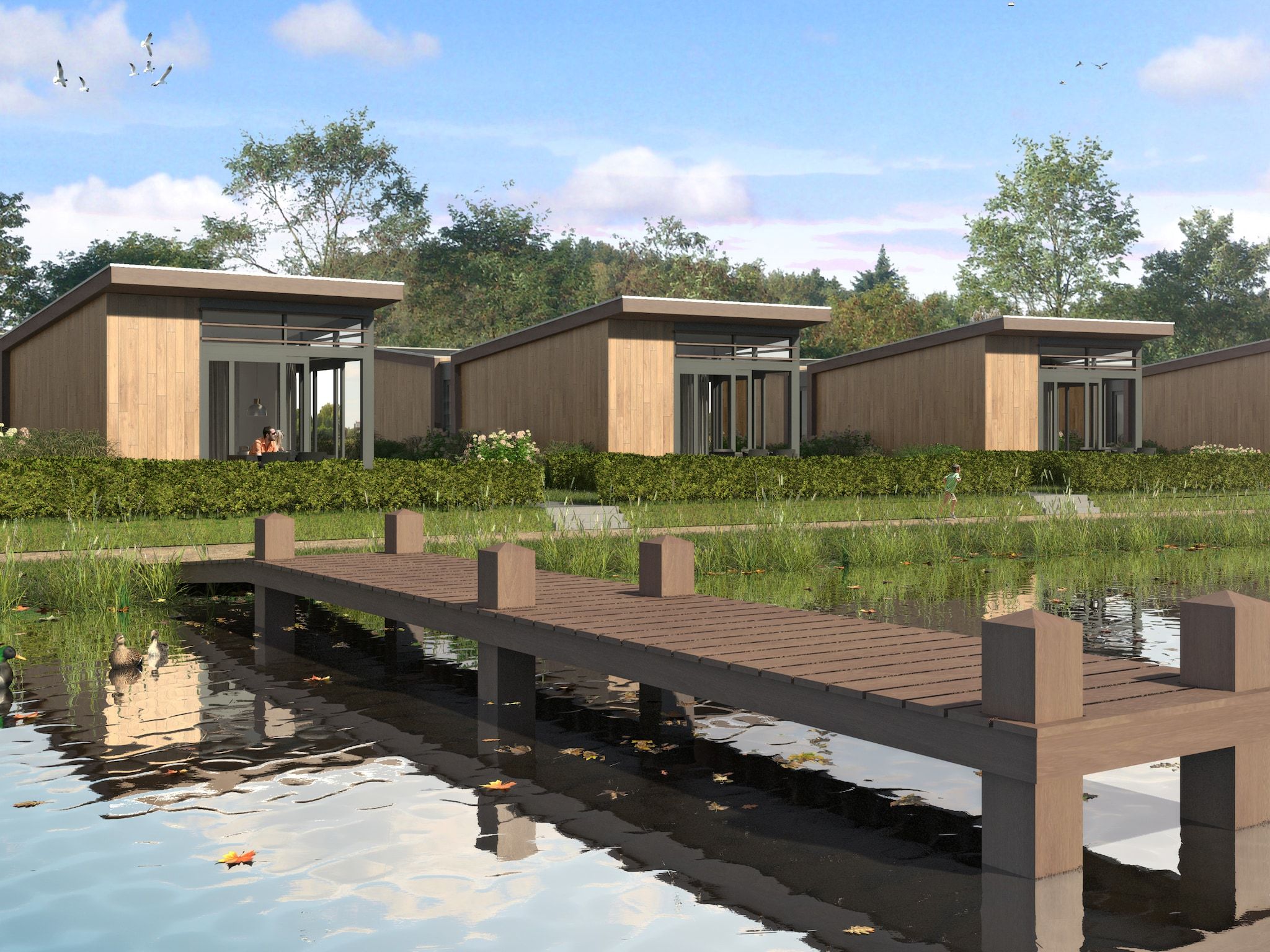 De buitenkant van Water Village 1 in Kamperland