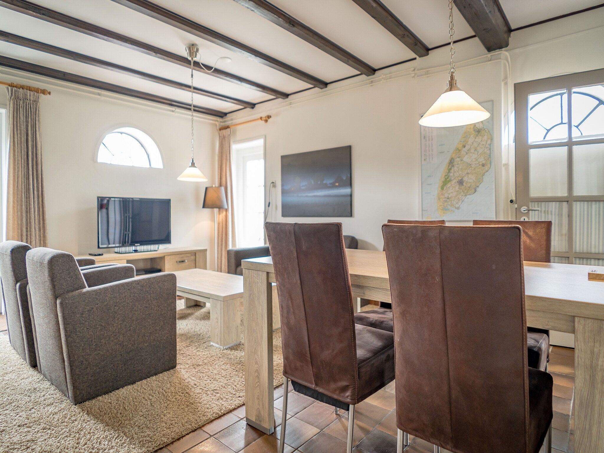 De woonkamer van App Hoeve Holland T4 in De Cocksdorp Texel