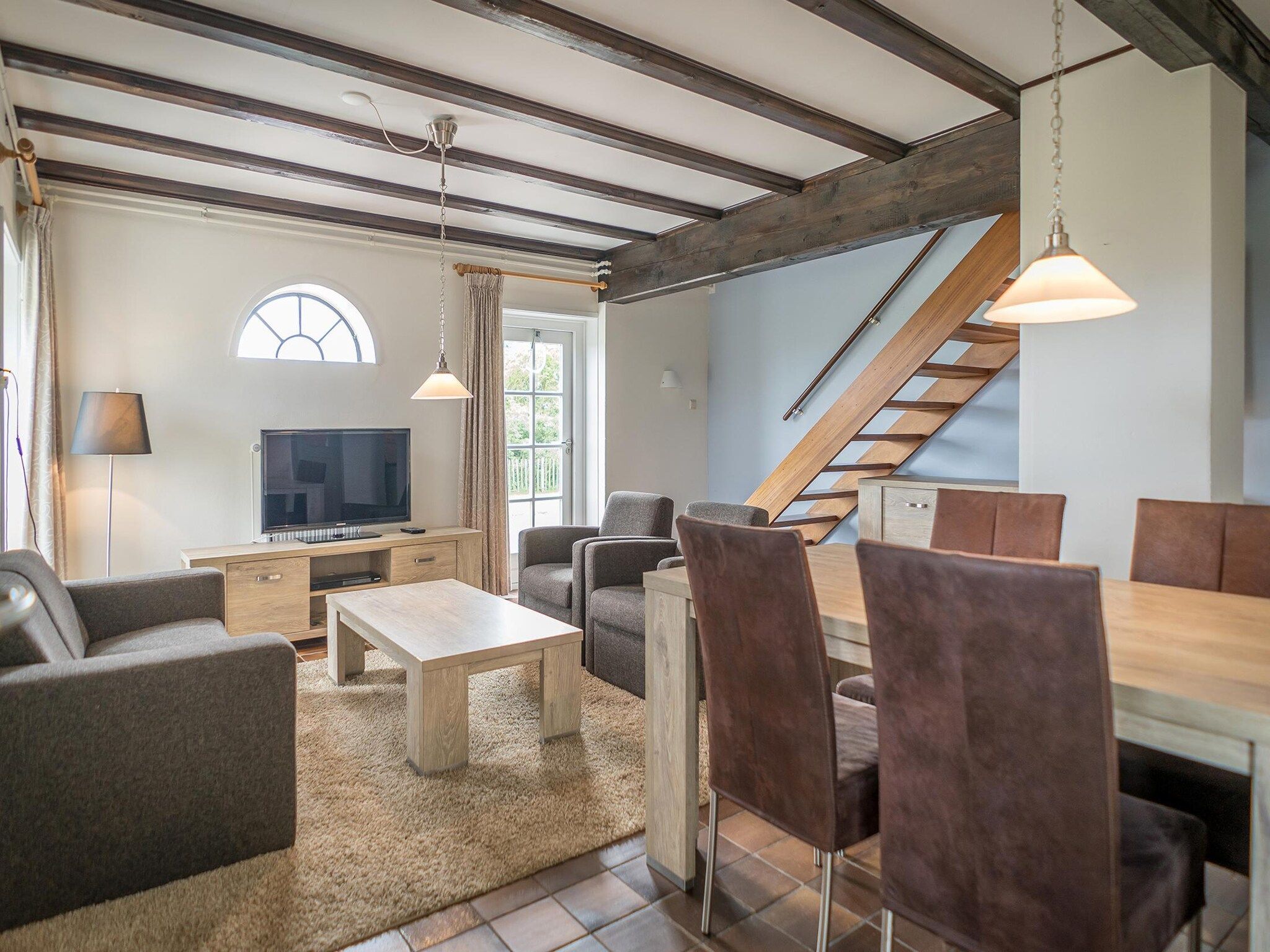 De woonkamer van App Hoeve Holland T4 in De Cocksdorp Texel