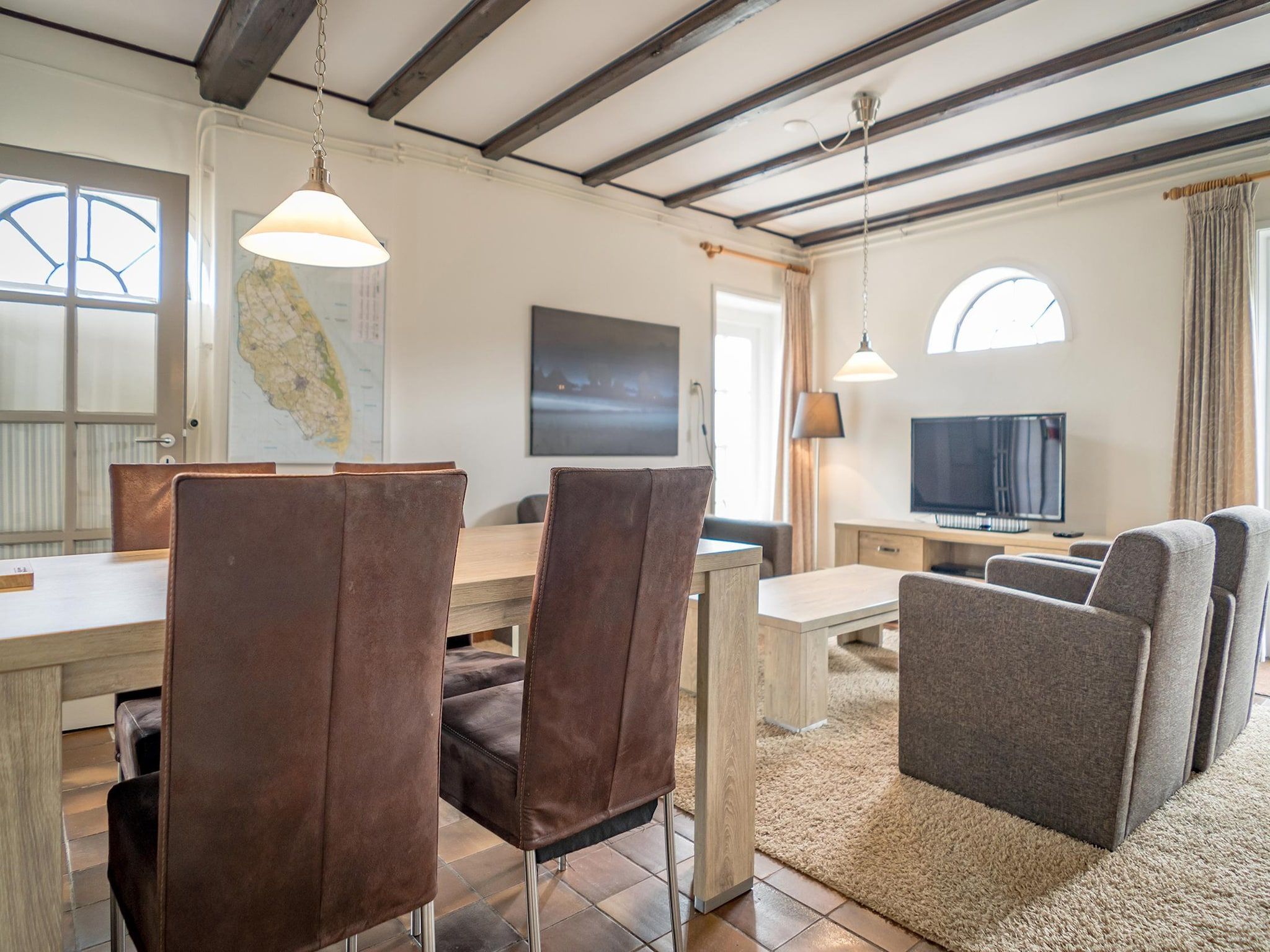 De woonkamer van App Hoeve Holland T4 in De Cocksdorp Texel