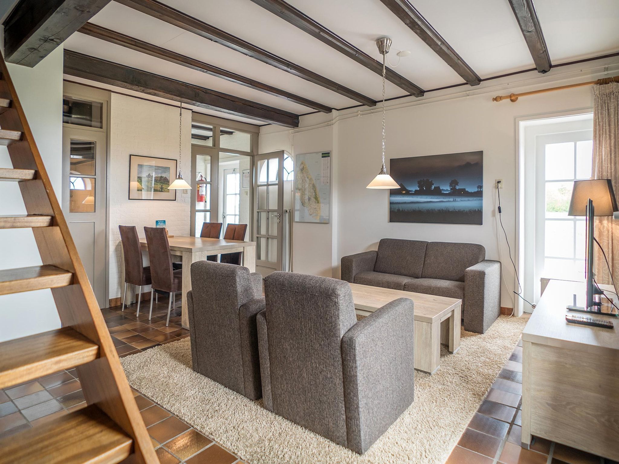 De woonkamer van App Hoeve Holland T4 in De Cocksdorp Texel