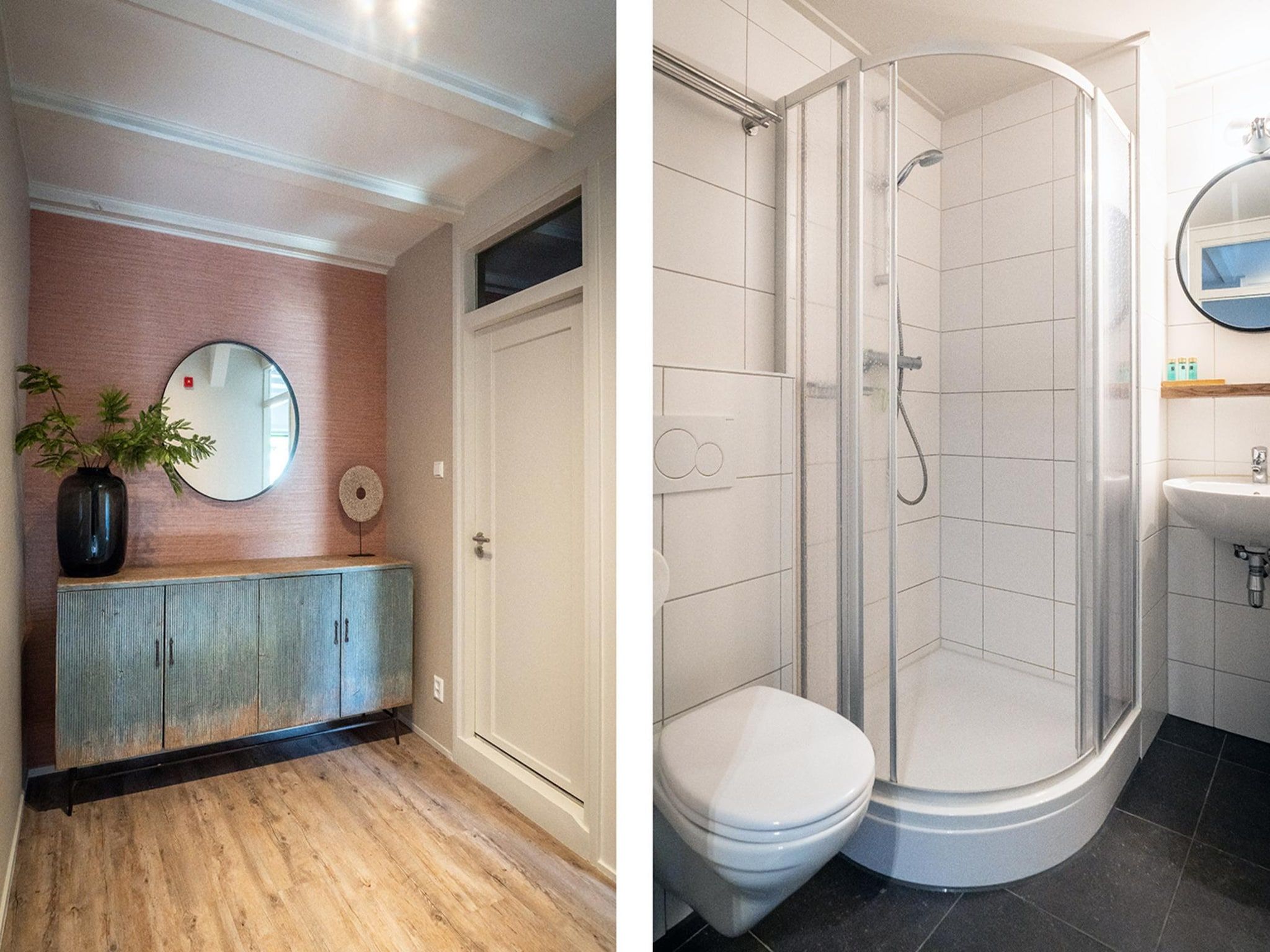 De badkamer van App Hoeve Holland S2 in De Cocksdorp Texel