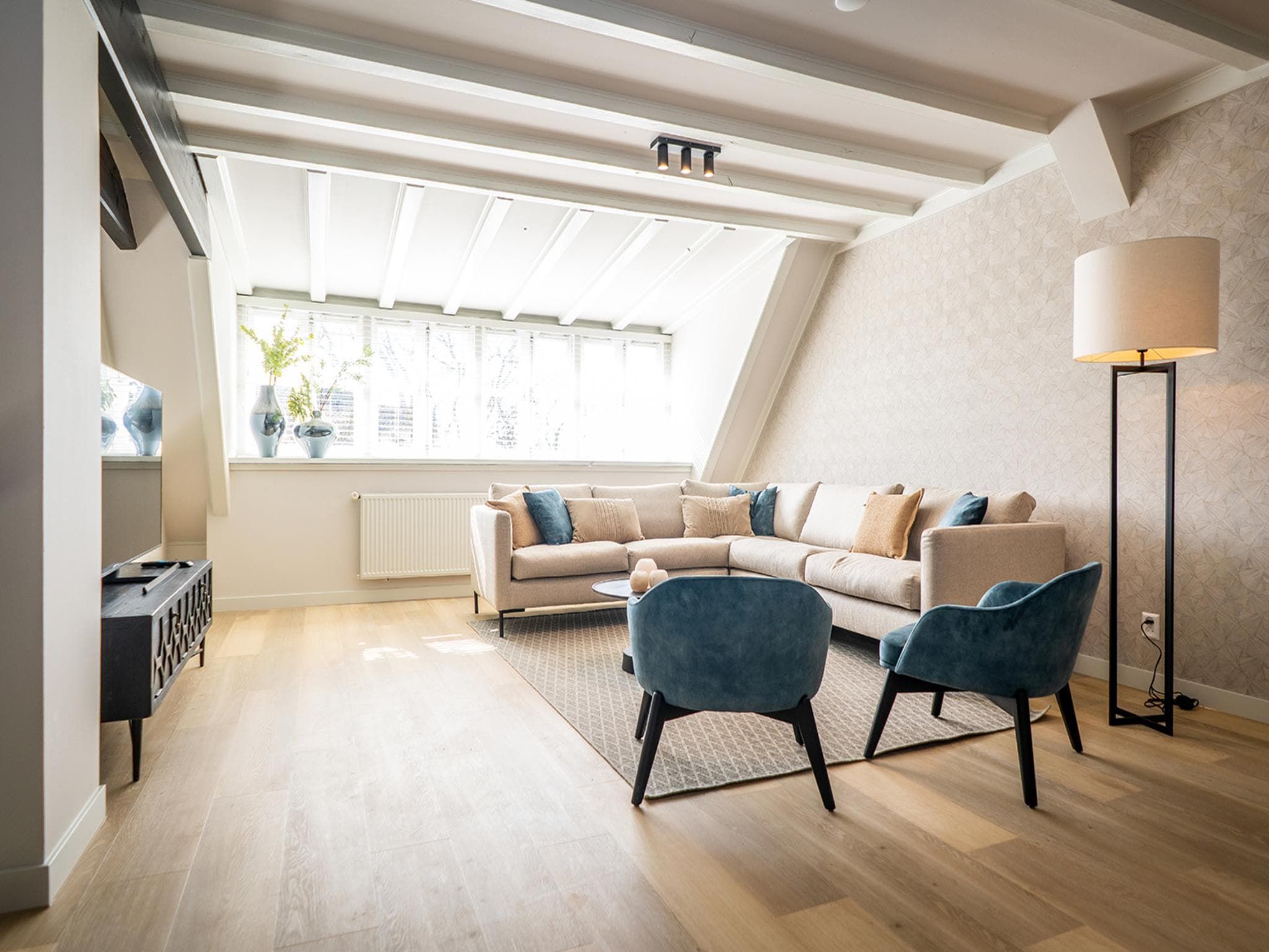 De woonkamer van App Hoeve Holland W6 in De Cocksdorp Texel