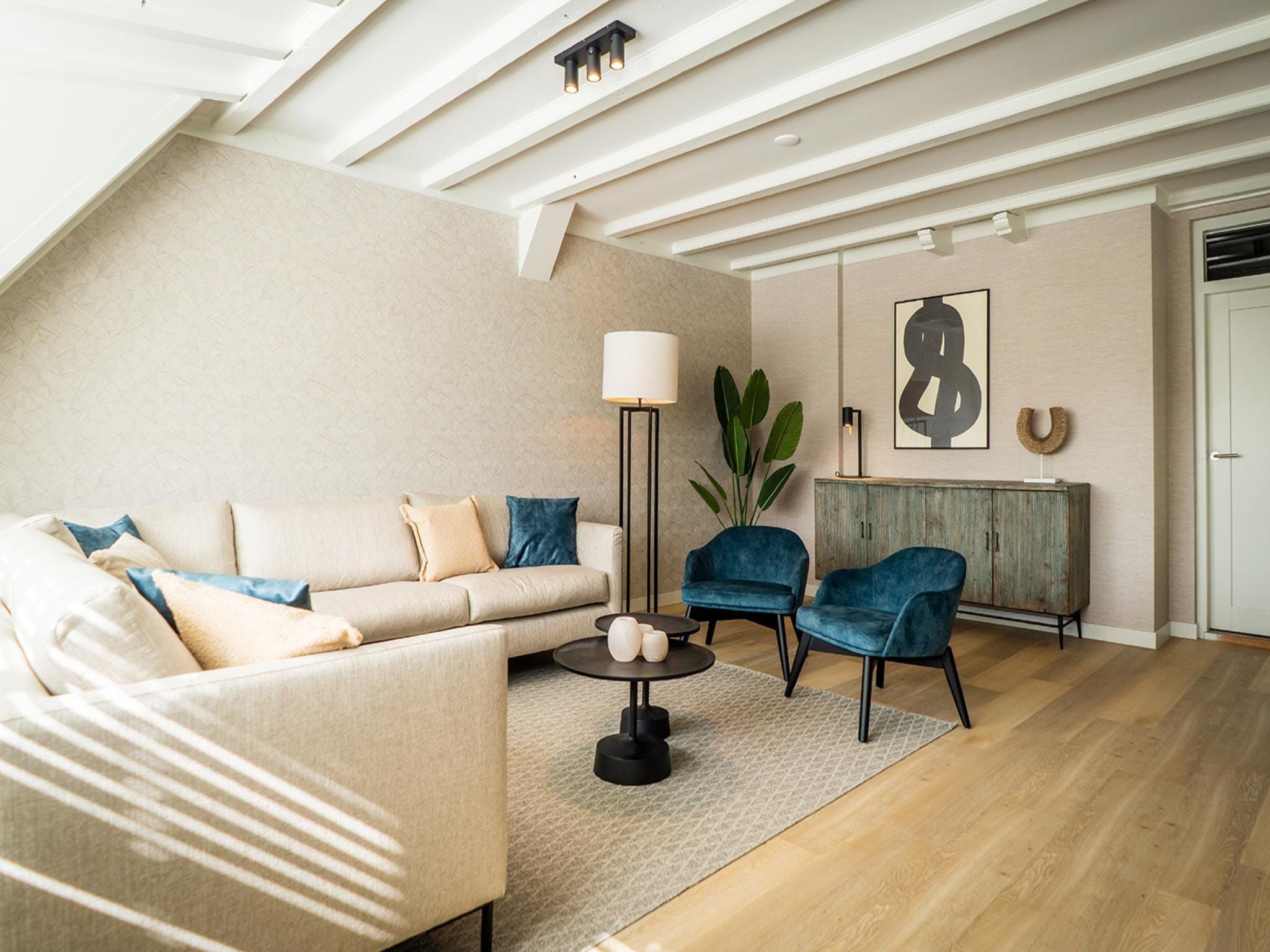 De woonkamer van App Hoeve Holland W6 in De Cocksdorp Texel