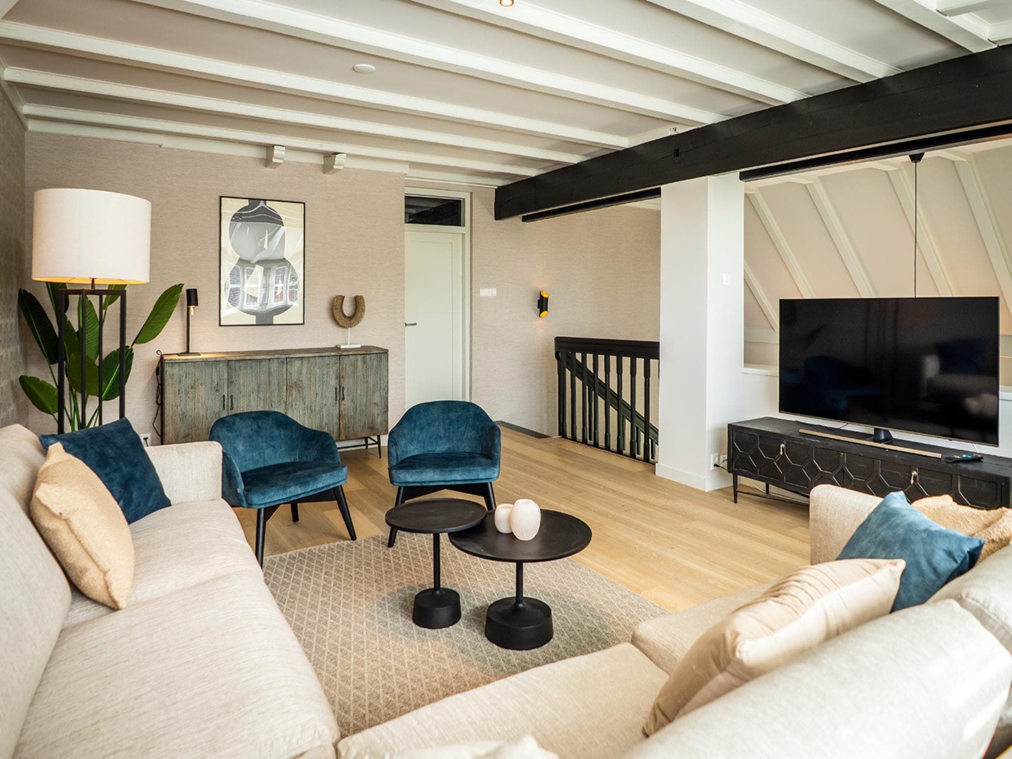 De woonkamer van App Hoeve Holland W6 in De Cocksdorp Texel