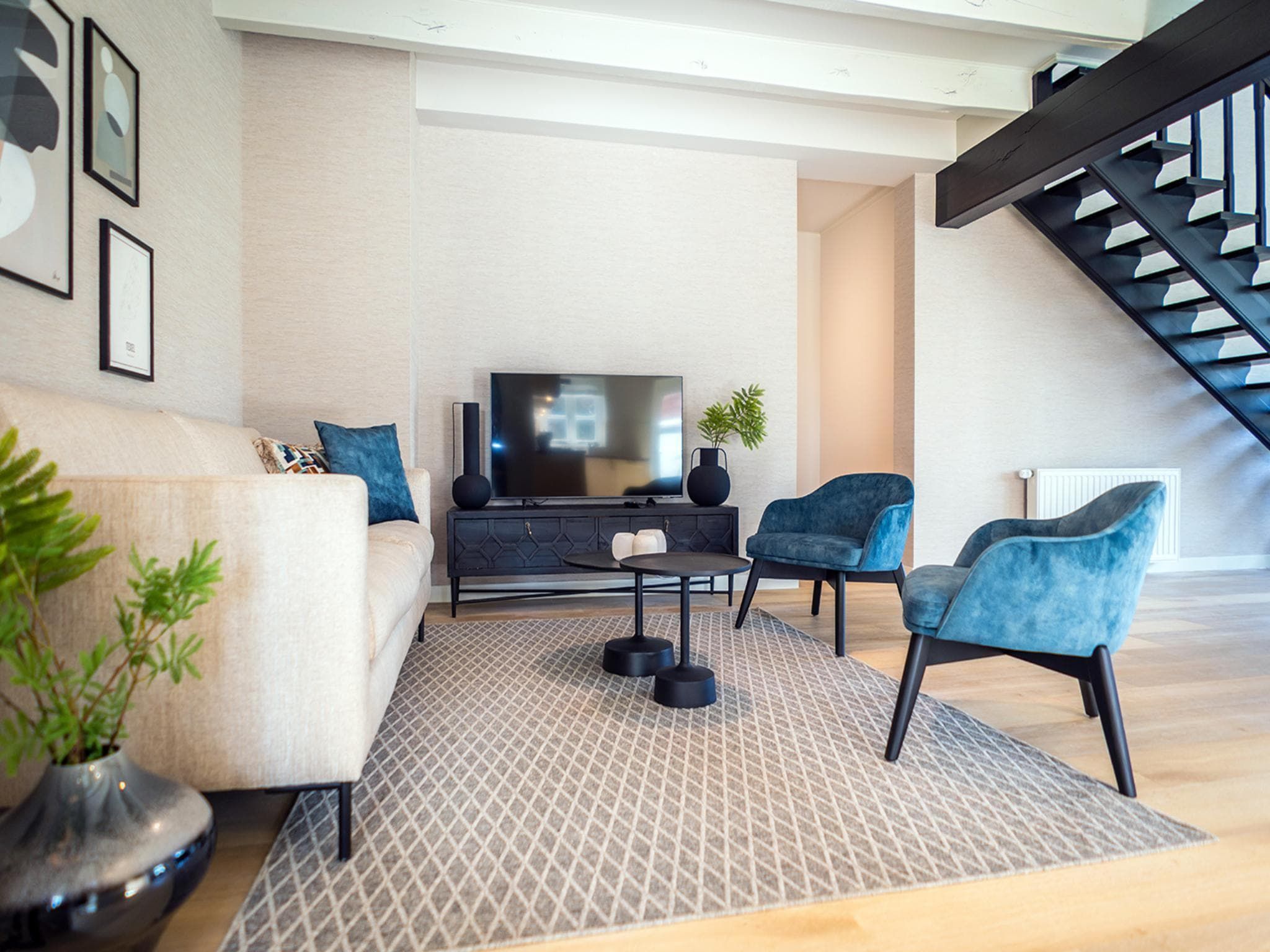 De woonkamer van App Hoeve Holland W6 in De Cocksdorp Texel