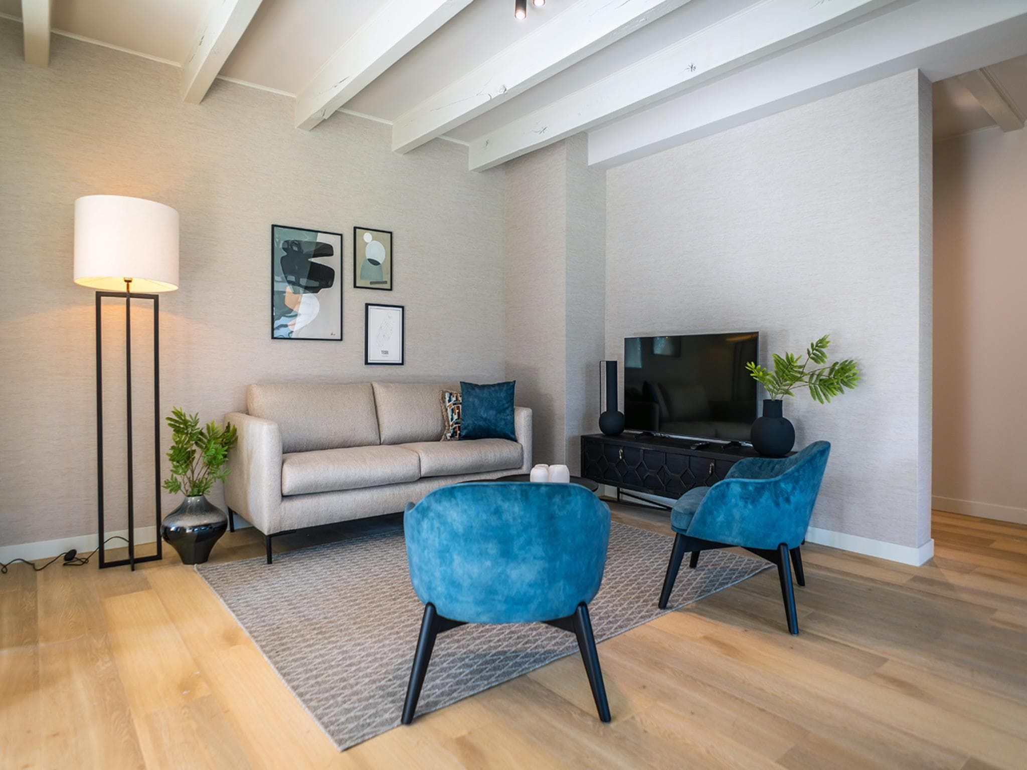 De woonkamer van App Hoeve Holland W6 in De Cocksdorp Texel