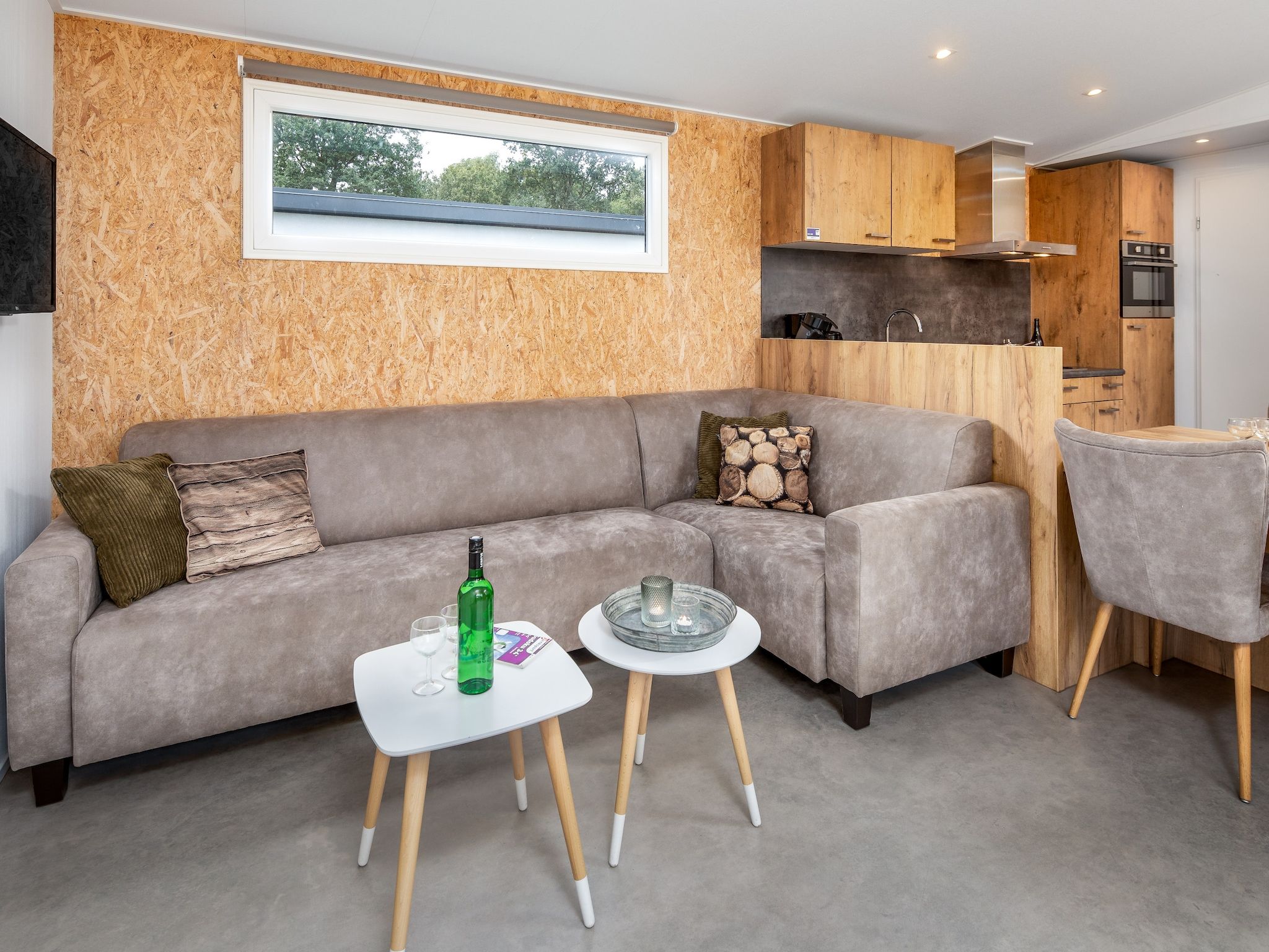 De woonkamer van Vakantiepark Hunzedal 12 in Borger