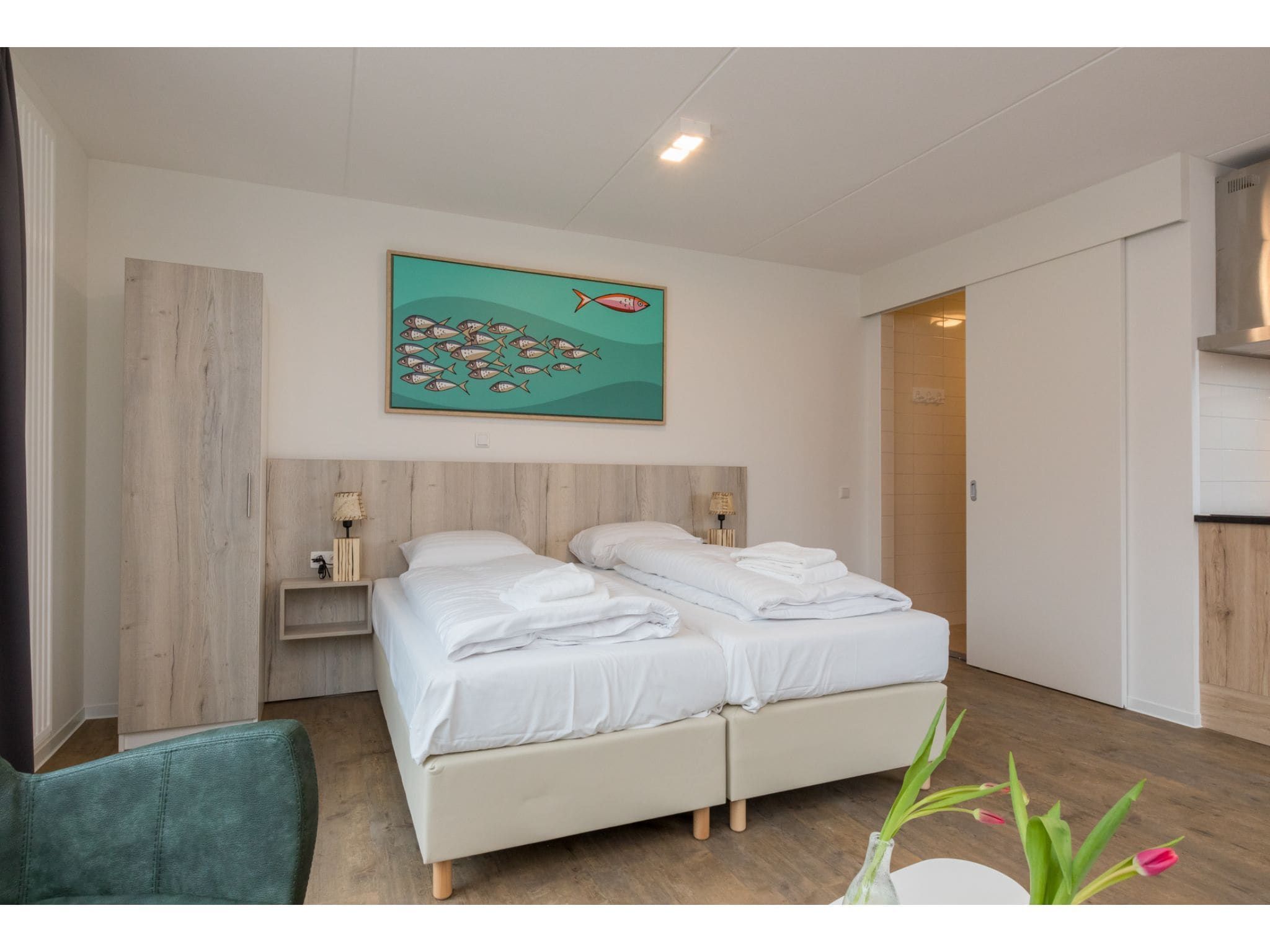 Een slaapkamer van Aparthotel Zoutelande - 2 pers luxe studio plus in Zoutelande