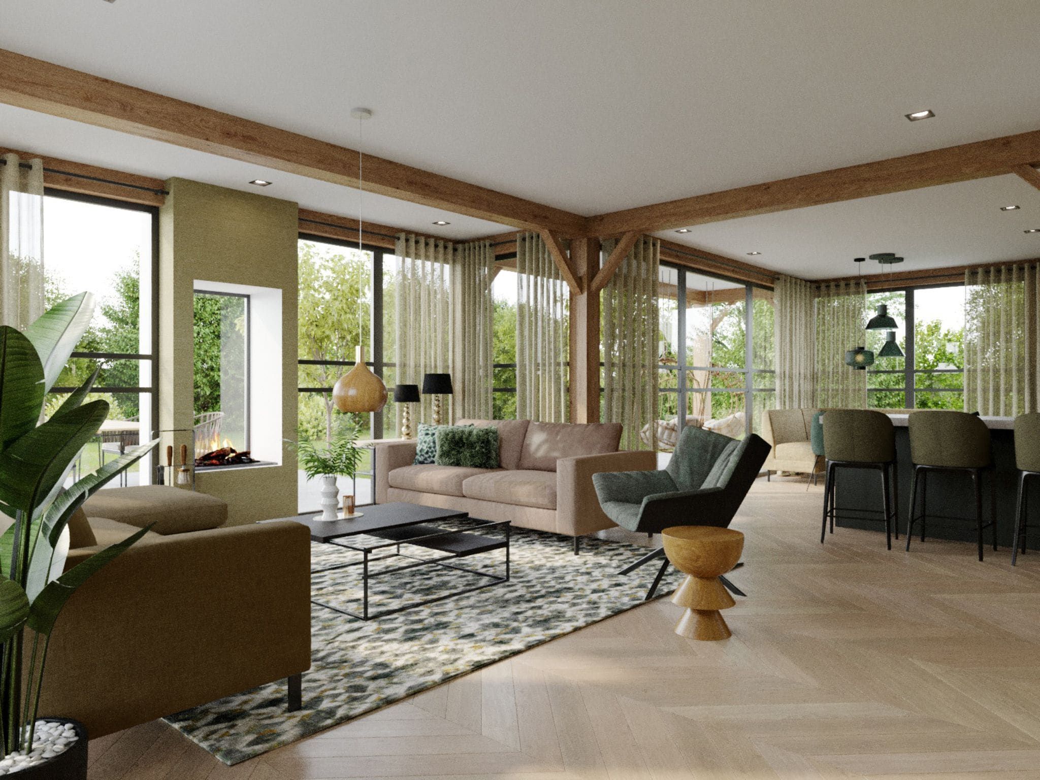 De woonkamer van Buytenveldt H3 in De Cocksdorp Texel