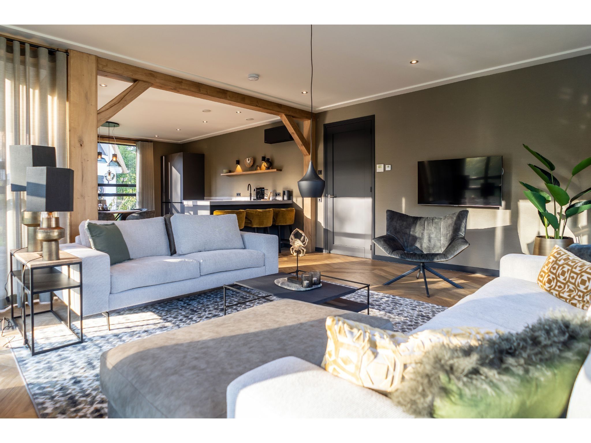 De woonkamer van Buytenveldt H5 in De Cocksdorp Texel