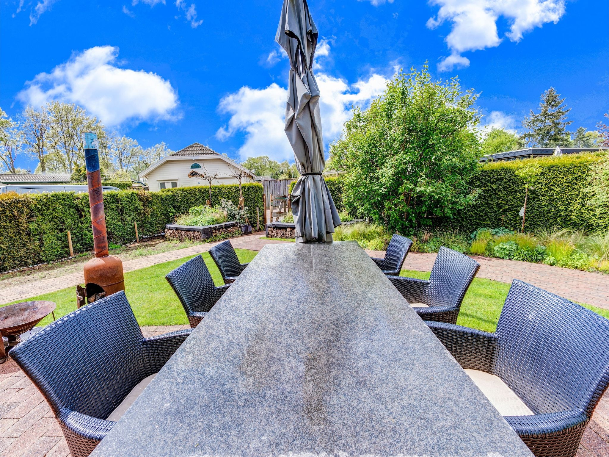 Het terras van Chalet Kieftveen Voorthuizen 6 pax in Voorthuizen