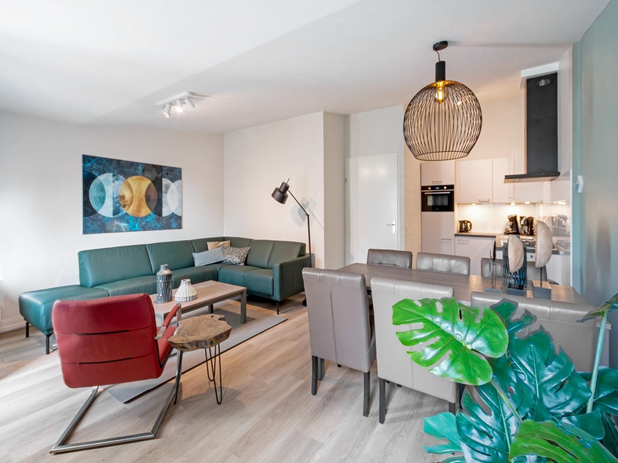 De woonkamer van Bungalowpark Schin op Geul 14 in Walem