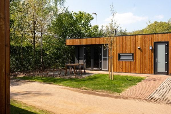 Buitenkant - Stijlvolle eiken lodge voor 4 met zwembad in Rijssen (2)