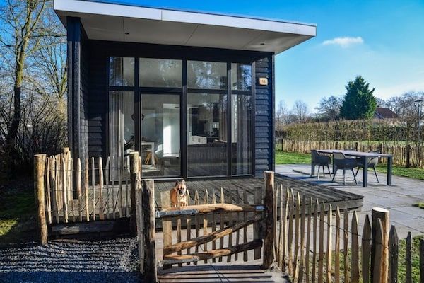 Buitenkant - Huisdiervriendelijke boslodge met omheinde tuin in Rijssen (1)