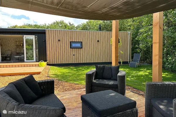 Terras - Chalet de Blauwe Regen met Zonneterras in Balkbrug (4)